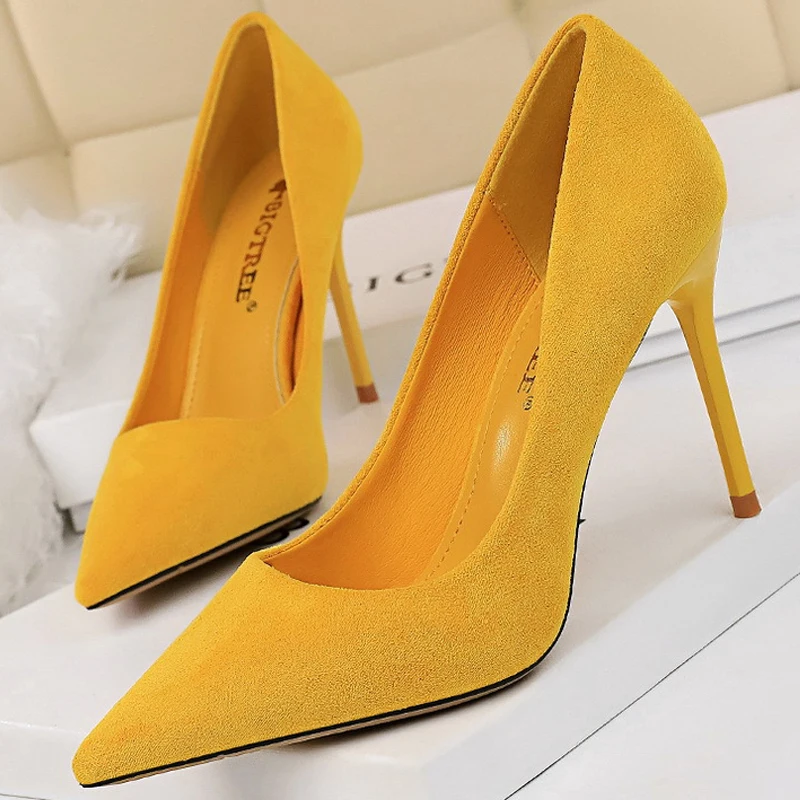 

Pumps Woman Shoes 2021 New High Heels Women Office Shoes Stiletto Suede Ladies Shoes Size 41 42 43 Women Basic Pump Footwear
