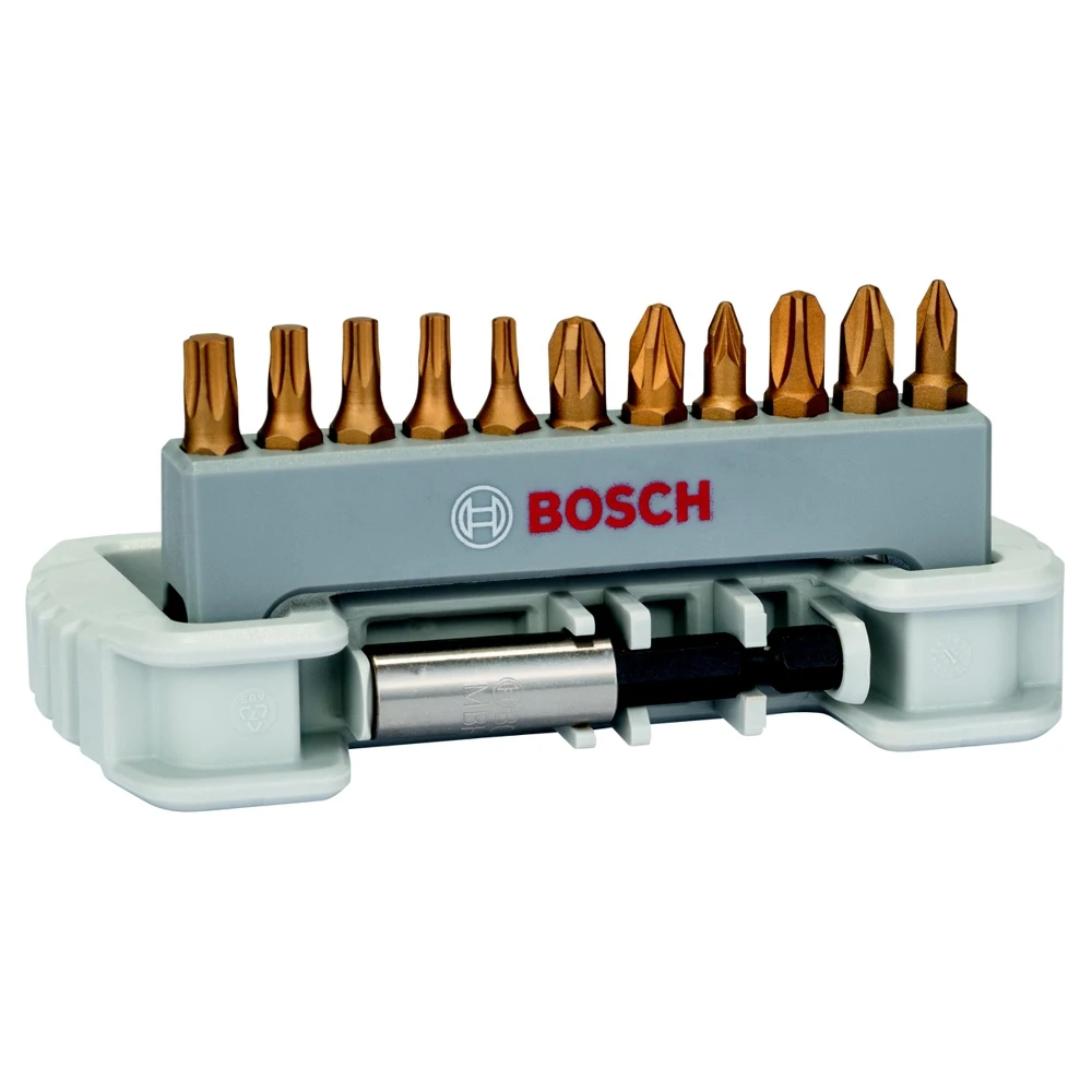 BOSCH Max Grip Bit Set 2608522133 12pcs Ph / Pz T S + magnetic holder Screwdriver repair tools hand Screwdrivers bits Parts Nozzles Nozzle For Home