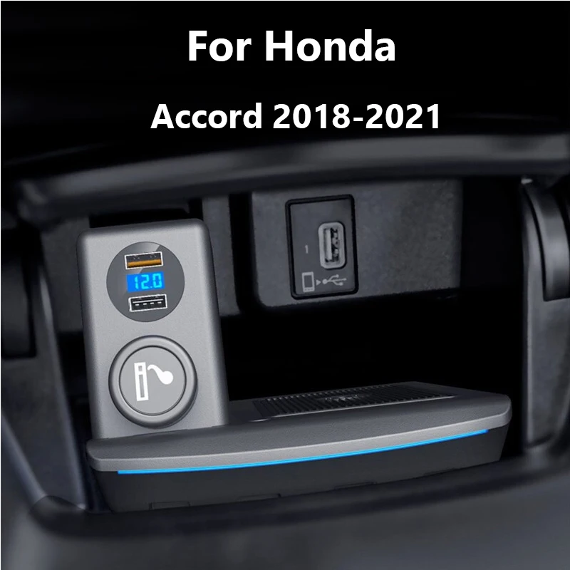 Qi For Honda Accord 2018-2021 Wireless Charging Cigarette Lighter Installation Car Accessories 15W Mobile Phone Fast Charging