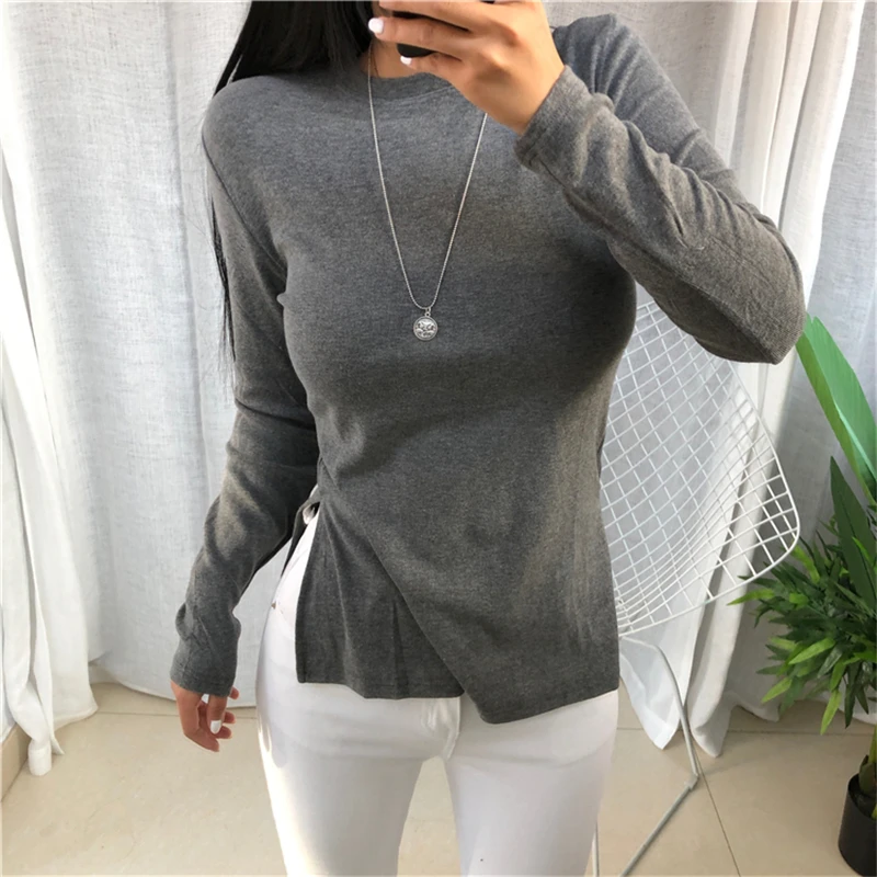 

New Spring Top Sexy T Shirt Women Elasticity T-Shirt Korean Style Tee Woman Clothes Slim Tshirt Female Skinny Long Sleeve Tops