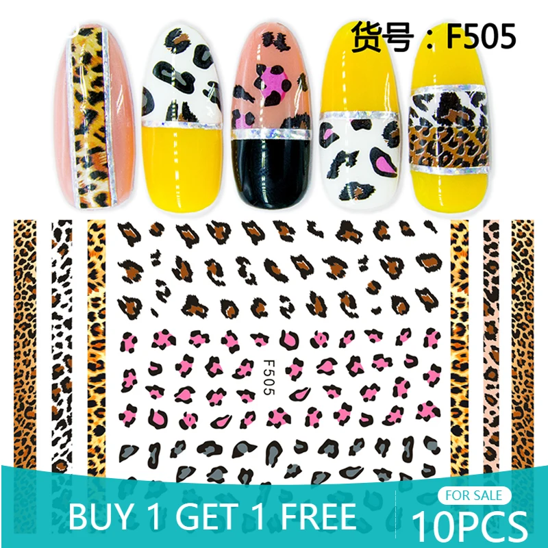 

10PCS Sexy Animal Skin Pattern Leopard Pattern Tiger Pattern Python Pattern Flower Pattern Nail Sticker Nail Slider Decoration