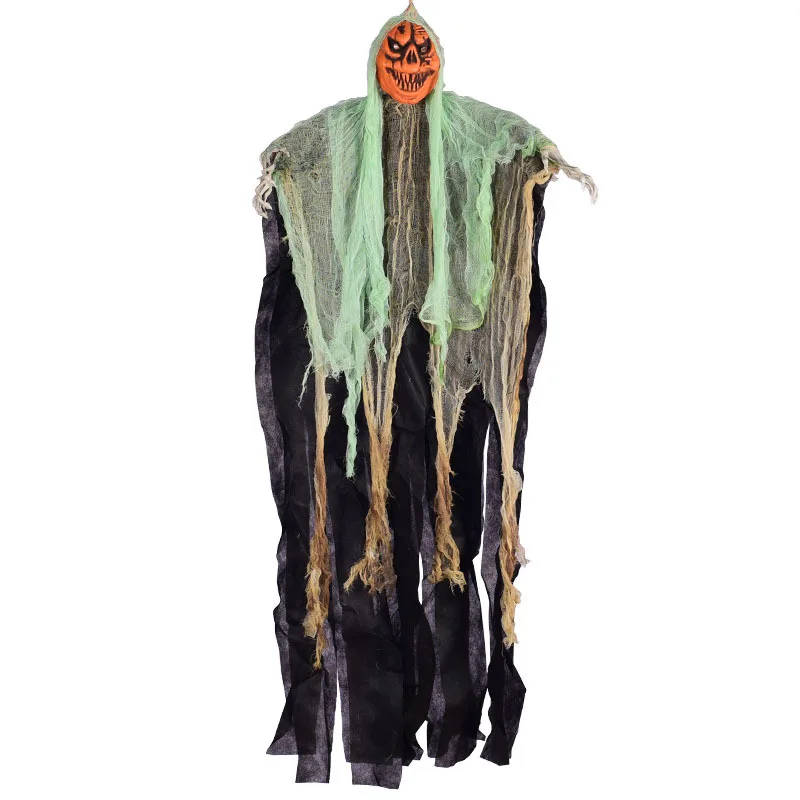 

Halloween Haunted House Secret Room Bar Pumpkin Head Hanging Ghost Horror Props Voice Control Induction Light Emitting Sound