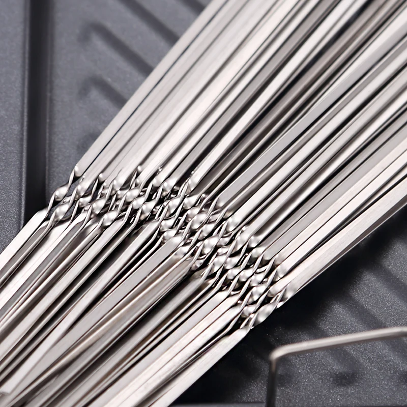 

10pcs Reusable Flat Stainless Steel Barbecue Skewers Bbq Needle Stick For Outdoor Camping Picnic Tools Cooking Accessories