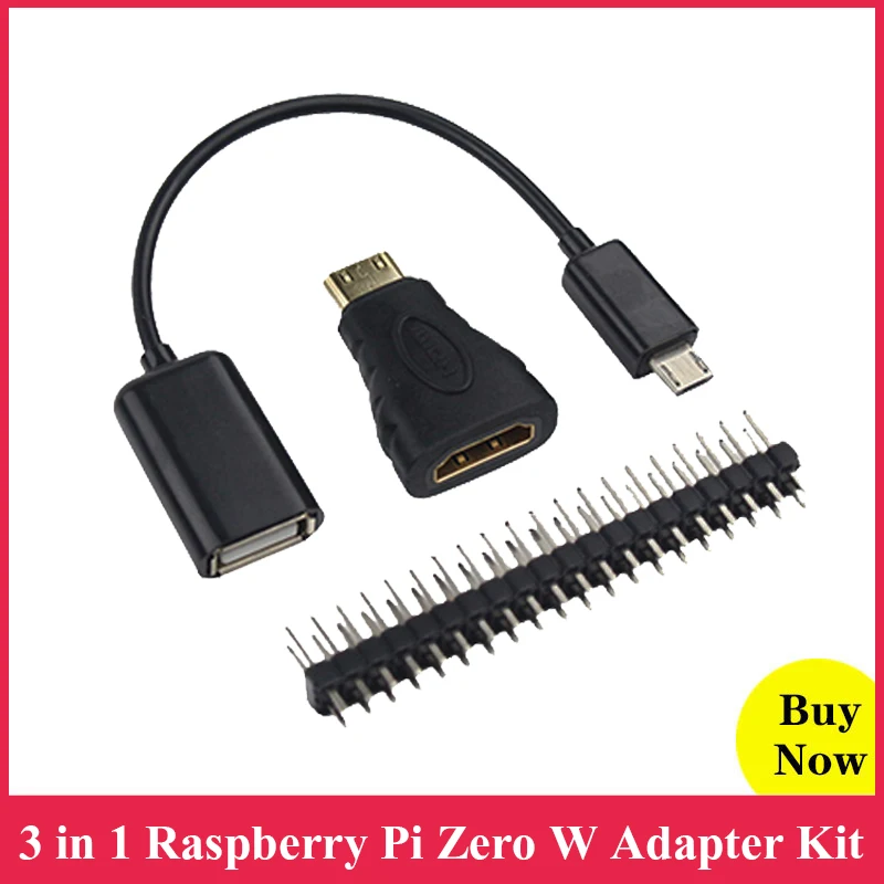 

3 in 1 Raspberry Pi Zero Adapter kit Mini HDMI Adapter OTG Cable GPIO Header for Raspberry Pi Zero W V1.3