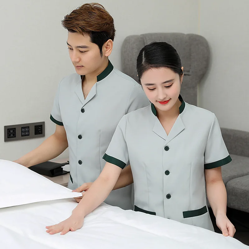 Комбинезоны для уборки летняя одежда Униформа с коротким рукавом очистки пола в