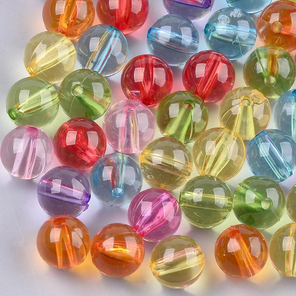 

500g Transparent Acrylic Rondelle Beads Mixed Color Large Hole Beads For DIY Jewelry, 9.5x5.5mm, Hole: 4mm; about 2100pcs