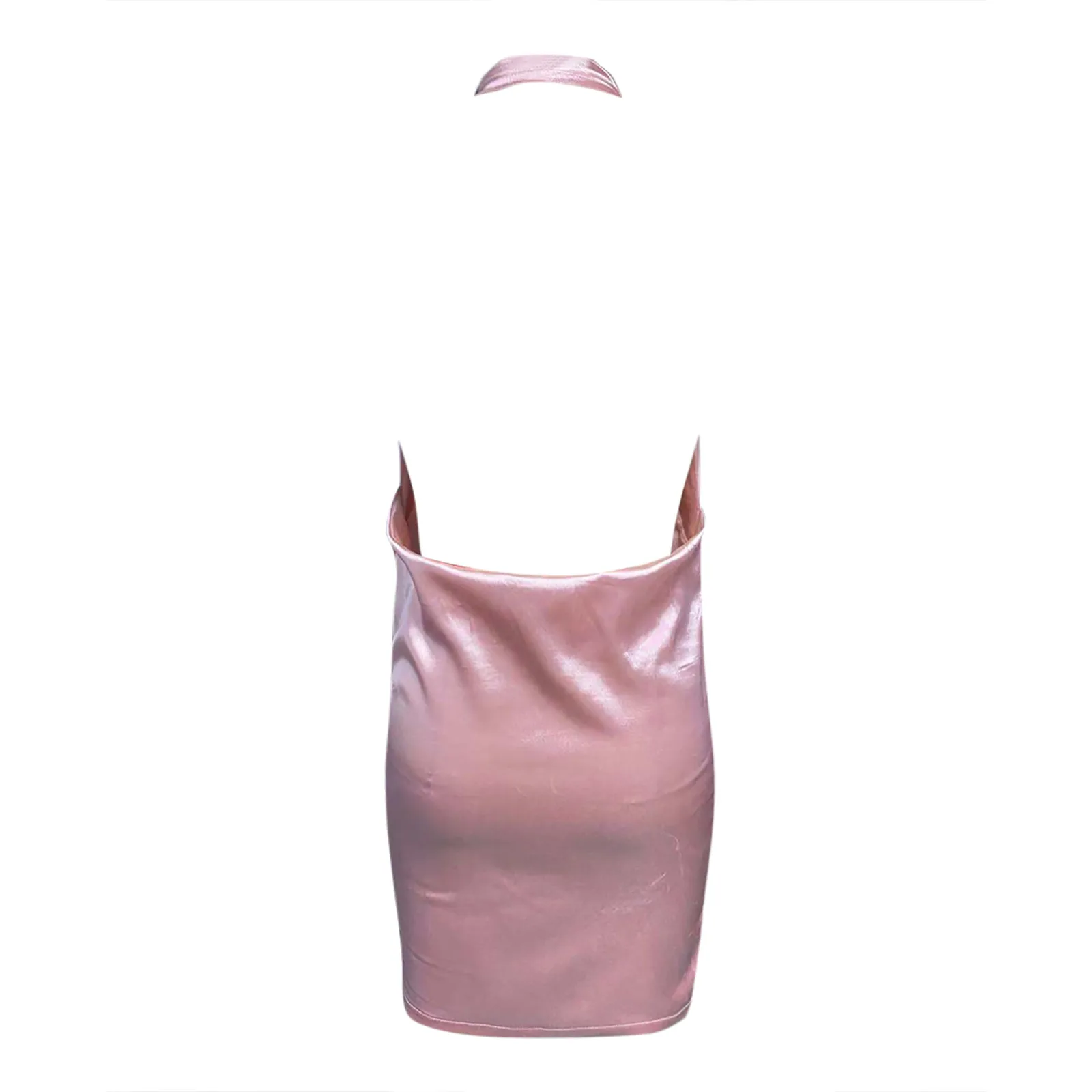 

Women's Summer Dress V-Neck Sleeveless Pink Pleated Mini Dresses Sexy Solid Color Evening Dress Fashion Elegant Backless Dress