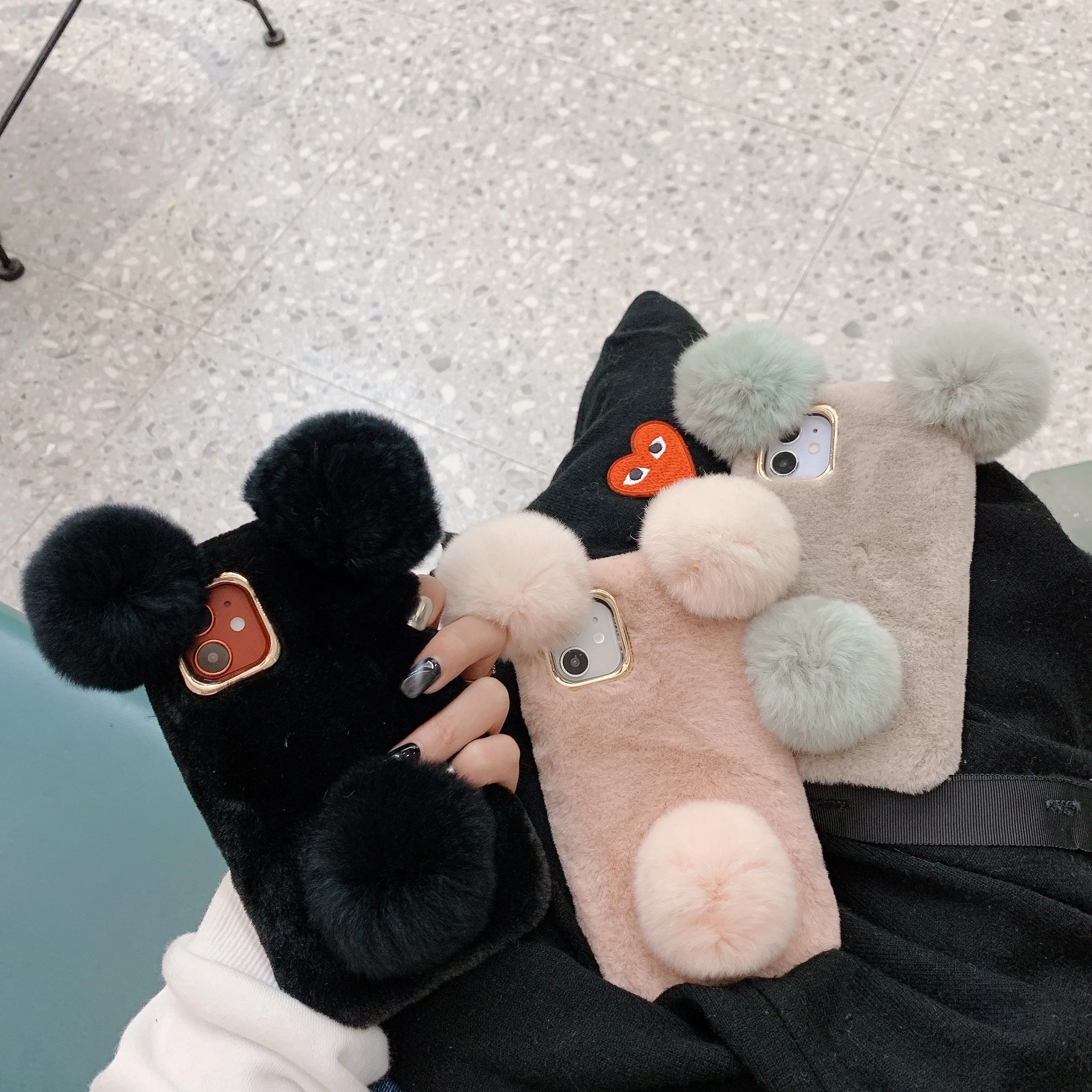 

Luxury Super Cute Soft Fuffy Fur PANDA Case Cover For Samsung Galaxy Note 20 10 9 8 S20 Ultra S10E/9/8 Plus Winter Warm Case