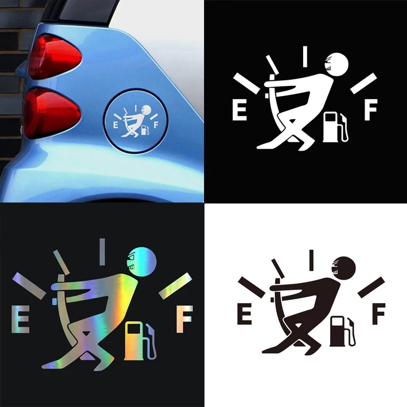 

2Pcs Funny Car Sticker Pull Fuel Tank Pointer To Full Hellaflush Reflective Vinyl Car Sticker Decal Car Exterior Accessories