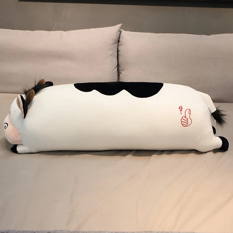 

50/90cm Cute Soft Cow Cattle Plush Toy Kawaii Stuffed Animals Plush Doll Sleeping Pillow with Blanket Cartoon Gift for Lover Kid