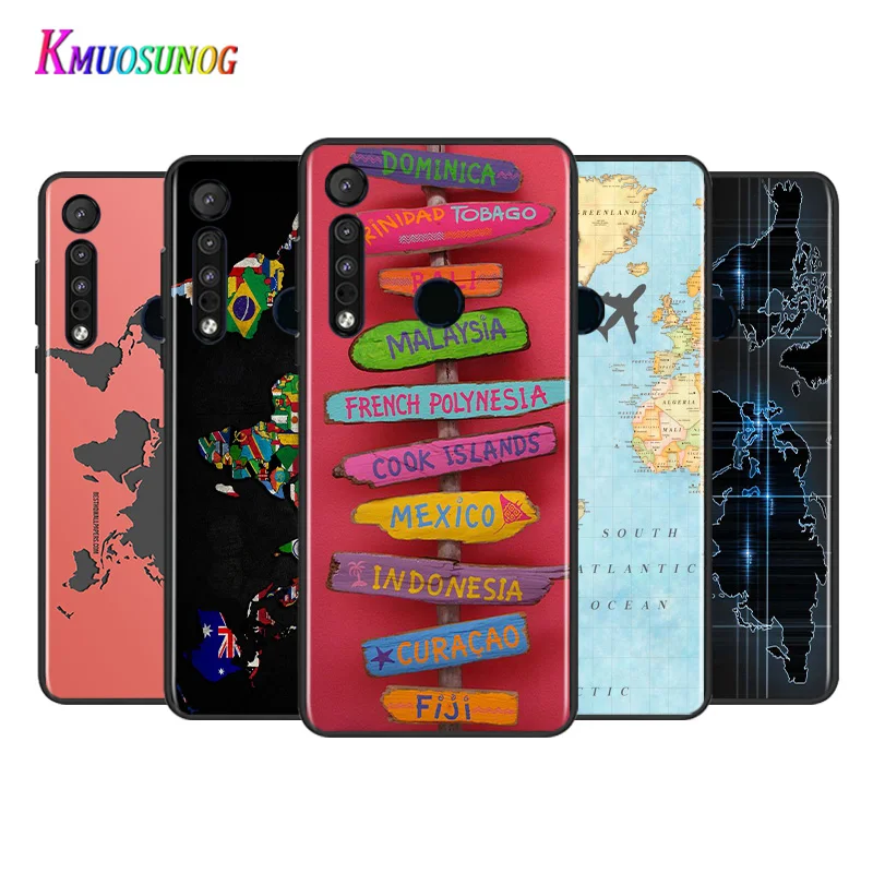 

World Travel Map For Motorola G9 G8 G Stylus Power One Fusion Hyper Edge E7 E6 5G Plus Play Lite Silicone Phone Case