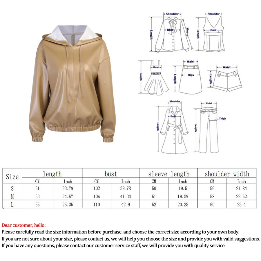 

Hooded Solid Faux Leather Woman Streetwear Loose Long Sleeve PU Faux Leather Jacket for Women Simplicity Slim Warm Ladies Jacket