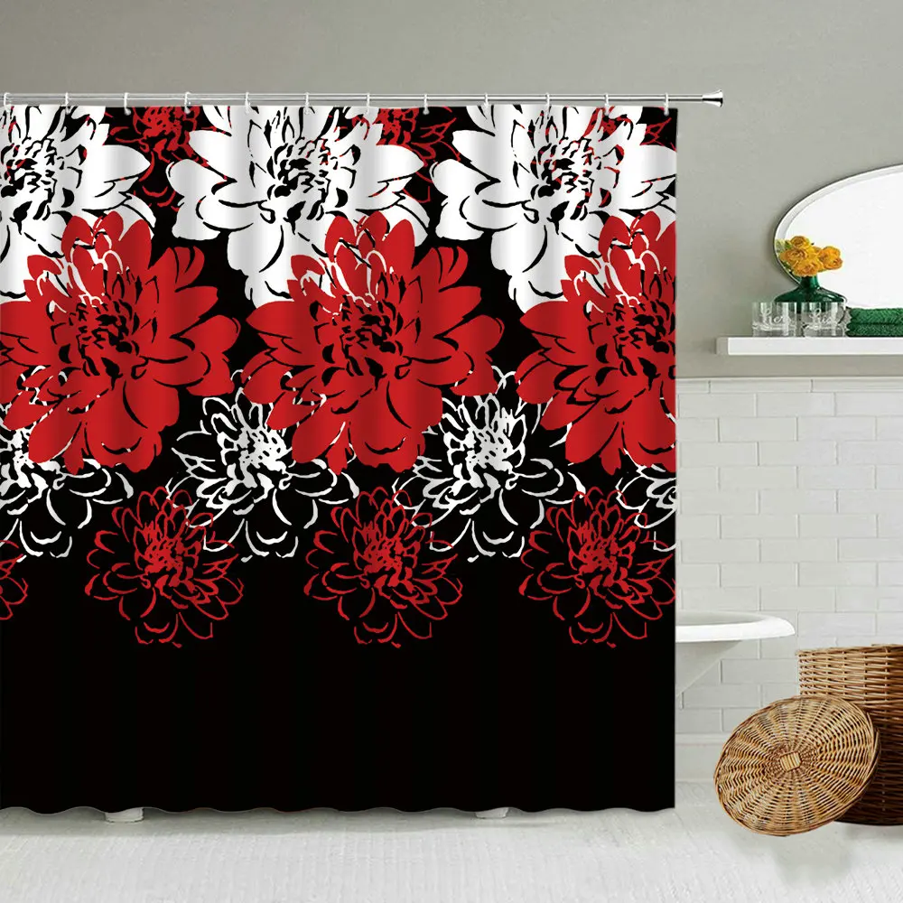 Занавеска для душа с абстрактным цветочным узором водонепроницаемые