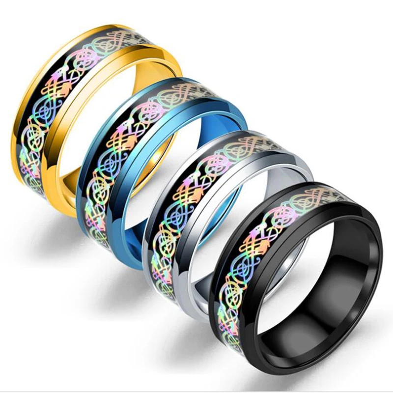 Кольцо унисекс из нержавеющей стали с ярким блестящим драконом | Украшения и