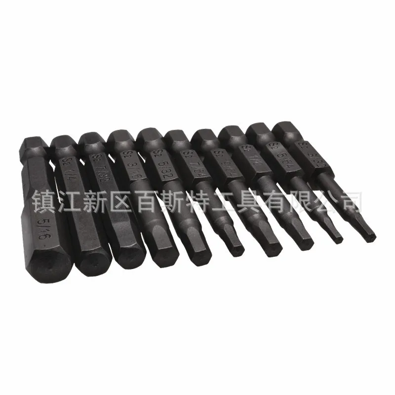 Набор из 10 черных дюймовых шестиугольных бит S2 стальной пояс Магнитная