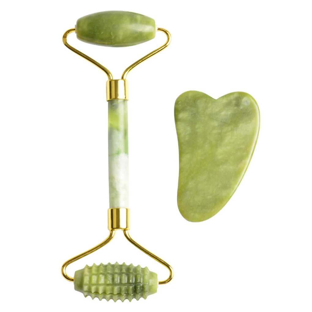 

Facial Massage Roller Guasha Board Double Heads Natural Jade Stone Face Lift Body Skin Relaxation Slimming Beauty Neck Thin Lift