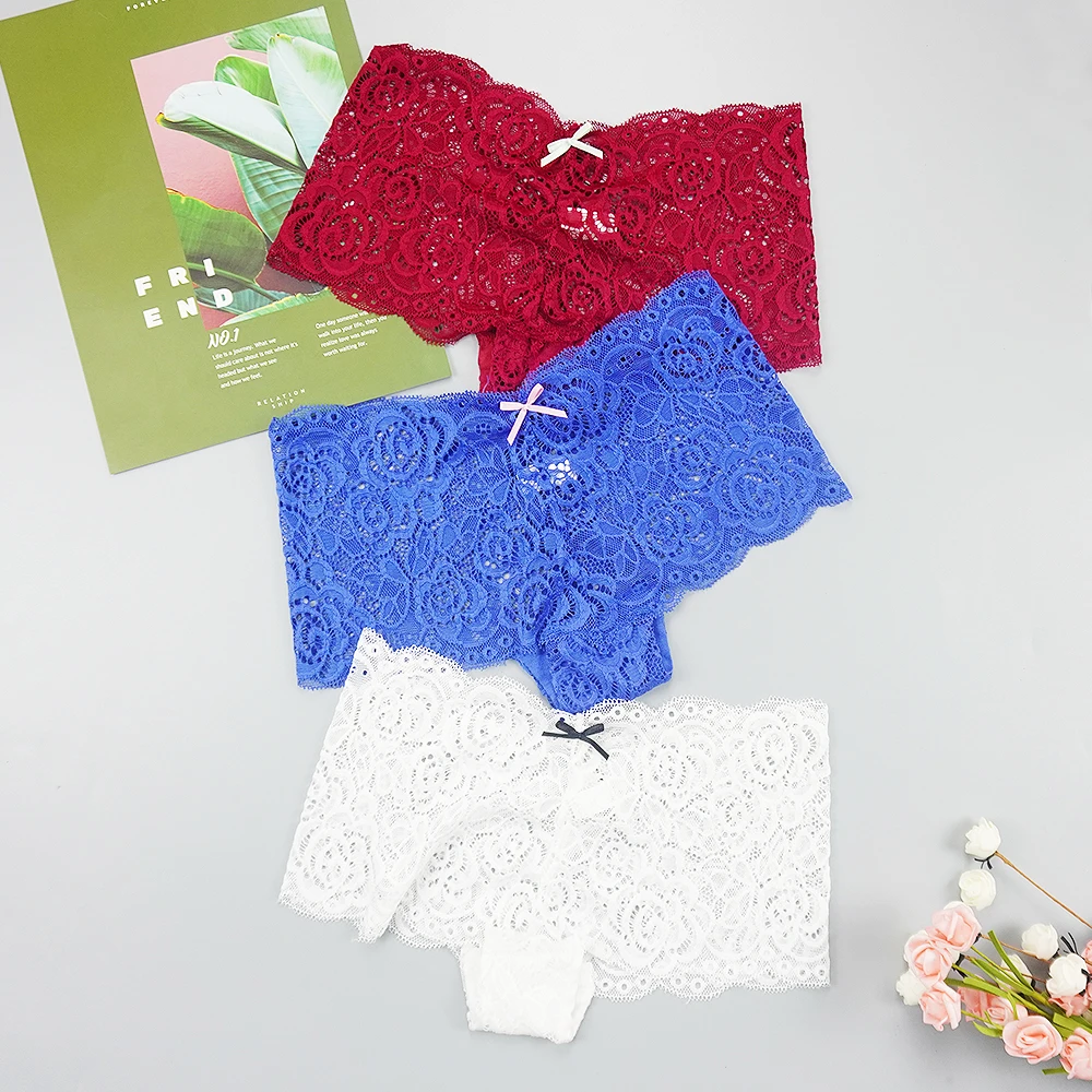 6 шт./лот кружевные трусики для женщин сексуальные бесшовные боксеры прозрачные