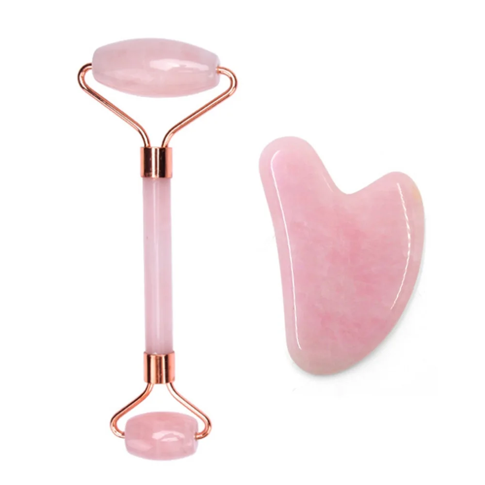 Горячая похудение массажер для лица лифтинг инструмент розовый кварц ролик натуральный нефрит массажный ролик для лица камень массаж кожи красота Уход Набор