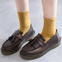 new 2022 spring women low heel pu leather shoes female round toe oxford moccasins ballet loafers slip on shoes black brown 35 40