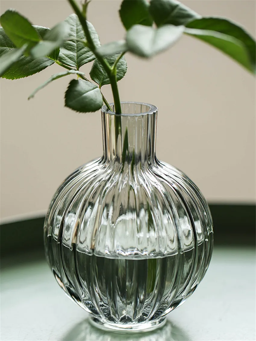 

Japan Mini Transparent Glass Vase Small Pumpkin Terrarium Container Cute Flower Vases Living Room Home Decoration Accessories