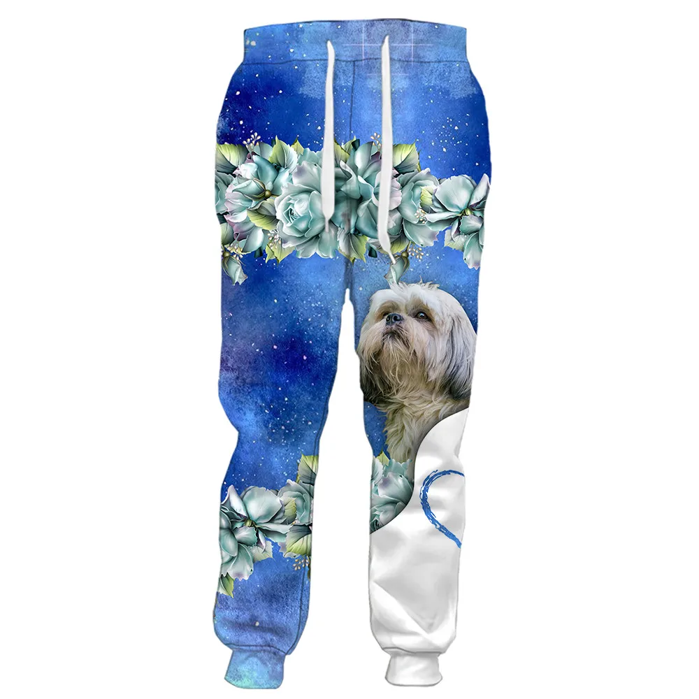 

CLOOCL Animals Pants 3D Graphic Blue Star Floral Shih Tzu Stitching Sweatpants Sportswear Harajuku Streetwear Men Clothing