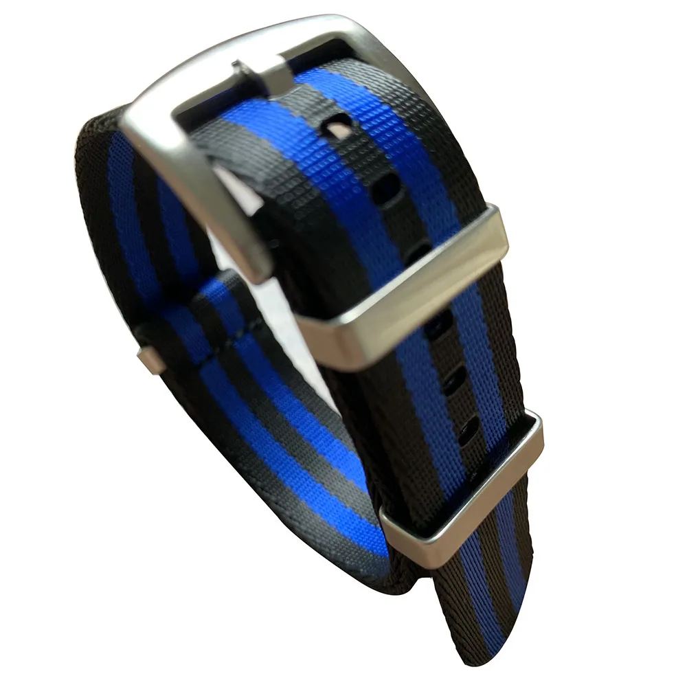Премиум ремень безопасности нейлоновый ремешок для часов NATO 20 мм 22 двойной синий