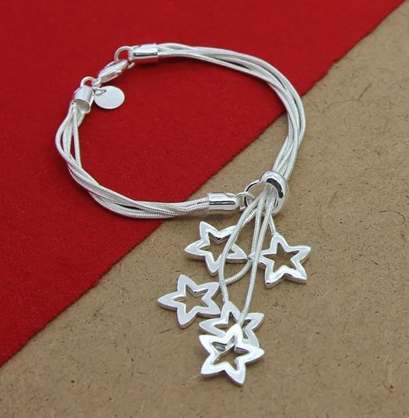 Женский браслет из серебра 925 пробы с подвеской в виде сердца