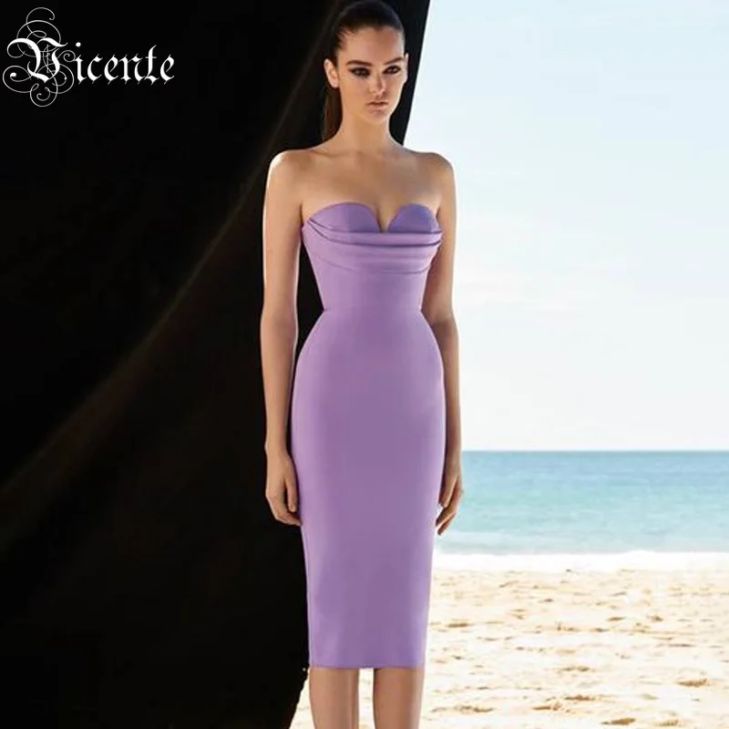 Популярное модное сексуальное платье без бретелек с V образным вырезом и