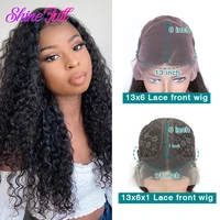 shinefull hair water wave lace front wig 13x6 lace front wig 30 inch 13x6x1 t part human hair wig malaysian hair natural black