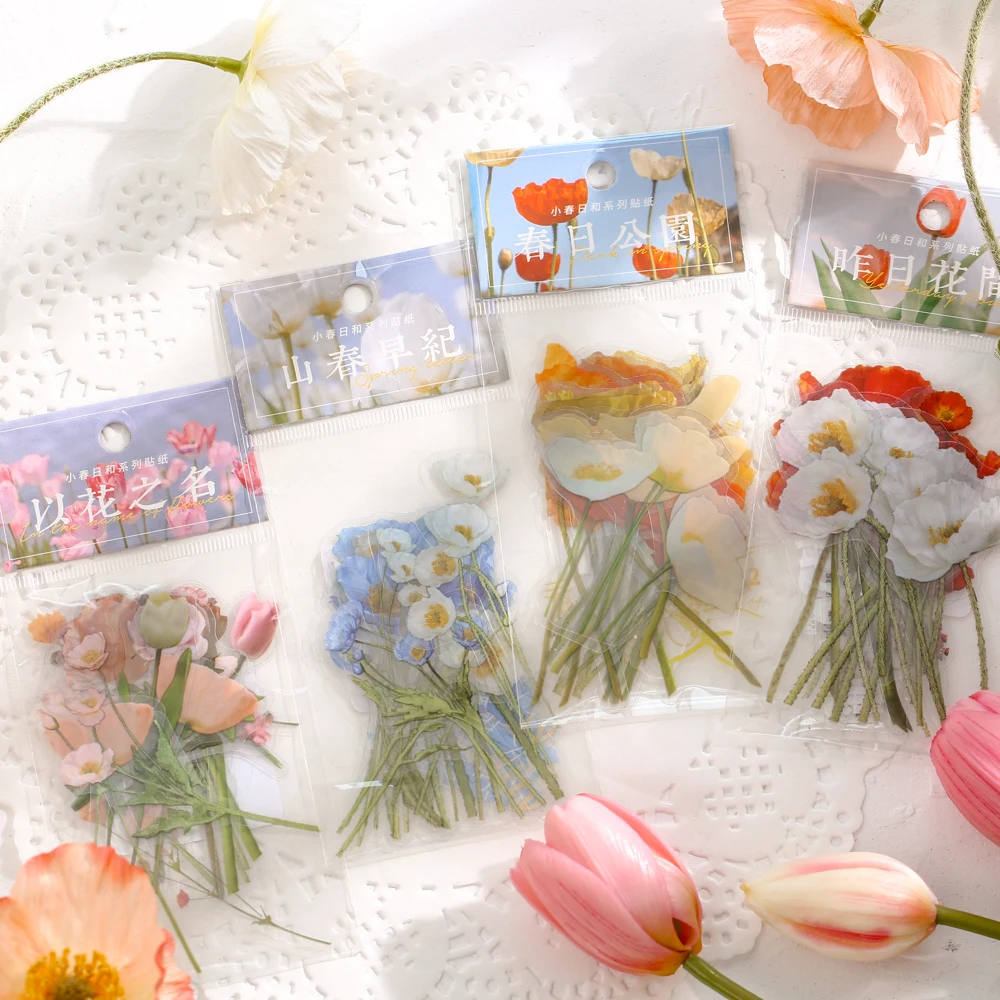 

30 pcs PVC Deco Stickes Aesthetic INS Retro Plant Rose Daisy Bullet Journaling Accessories Scrapbooking DIY Decorative Stickers