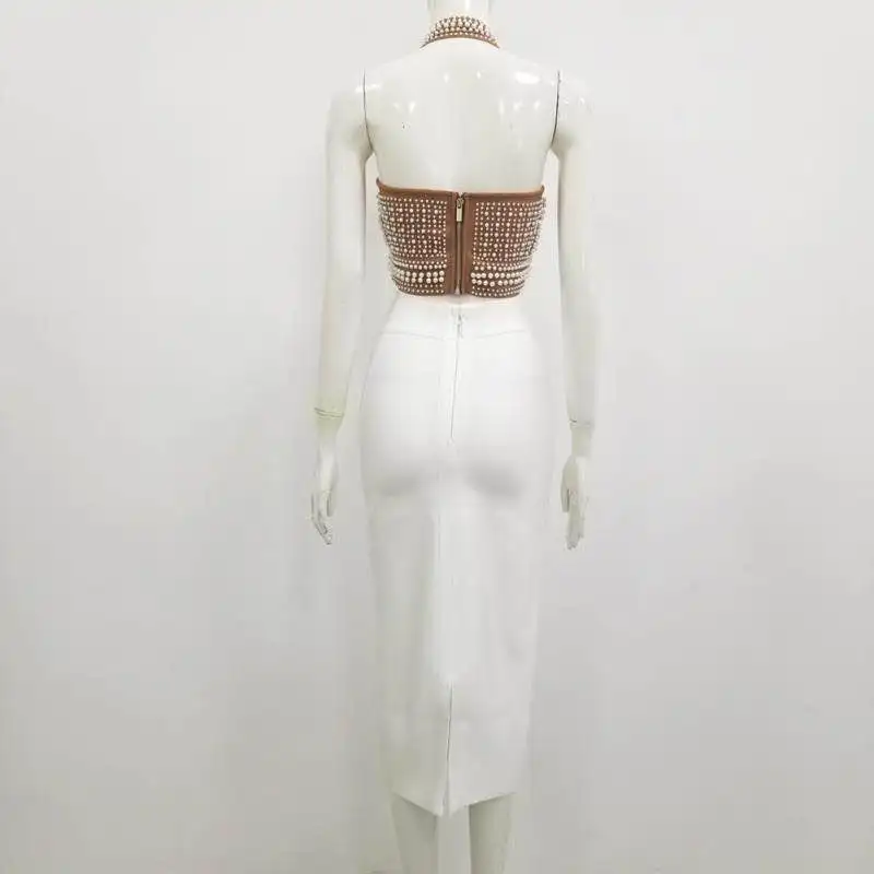 New Arrival Women Sexy Designer Diamond Crystal Bling Shining Fancy Halter Tops Ladies Trendy Night Club Black Brown Camis Tops