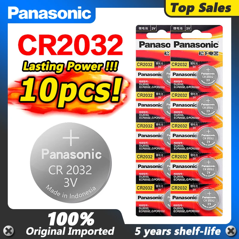 PANASONIC cr2032 10 шт. Оригинальный Новый аккумулятор для 3 в кнопочных элементов