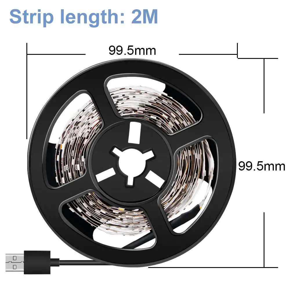 EU Plug USB 5V LED Strip lamp 2835 SMD US Plug LED Night light Tape Ribbon 1M 2M 3M 4M 5M Waterproof TV Backlight Bias lighting - Испускаемый цвет: 2m 120leds