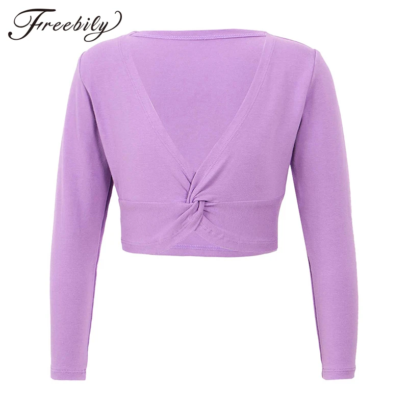 

Autumn Wrap Ballet Gymnastic Leotard For Girls Kids V Neck Dance Tops Leotards Crossover Ballet Coats