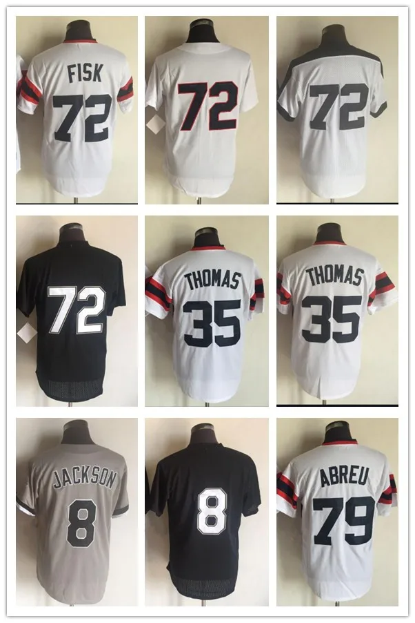 

Трикотажные изделия в стиле ретро, Чикаго, бейсбол, № 72, Фиск, № 35, Томас, № 8, Джексон, № 79