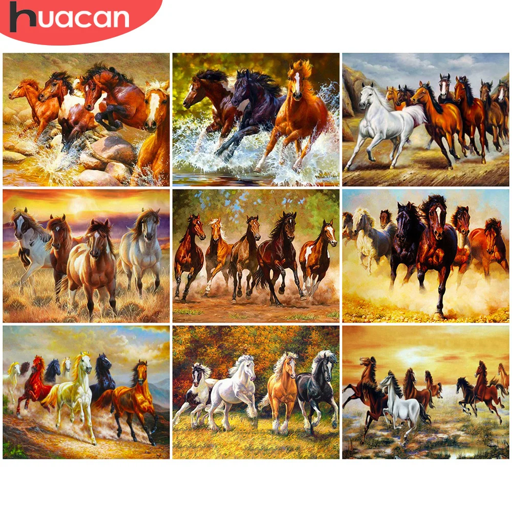 

HUACAN живопись маслом по номерам Лошадь стены искусства DIY рамка картина по номерам животных акриловая Картина на холсте для украшения