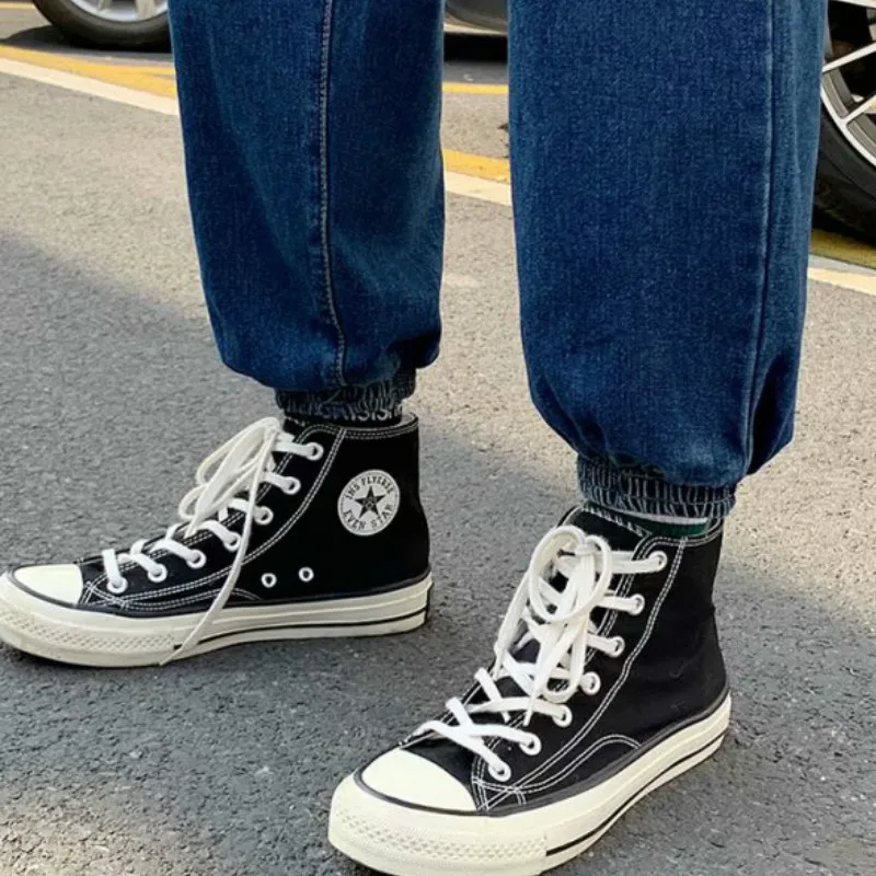 

Men Jeans Solid Simple Loose Harem Slim Plus Size 3XL Elastic Waist Students Streetwear All-match Korean Trendy Daily Casual New