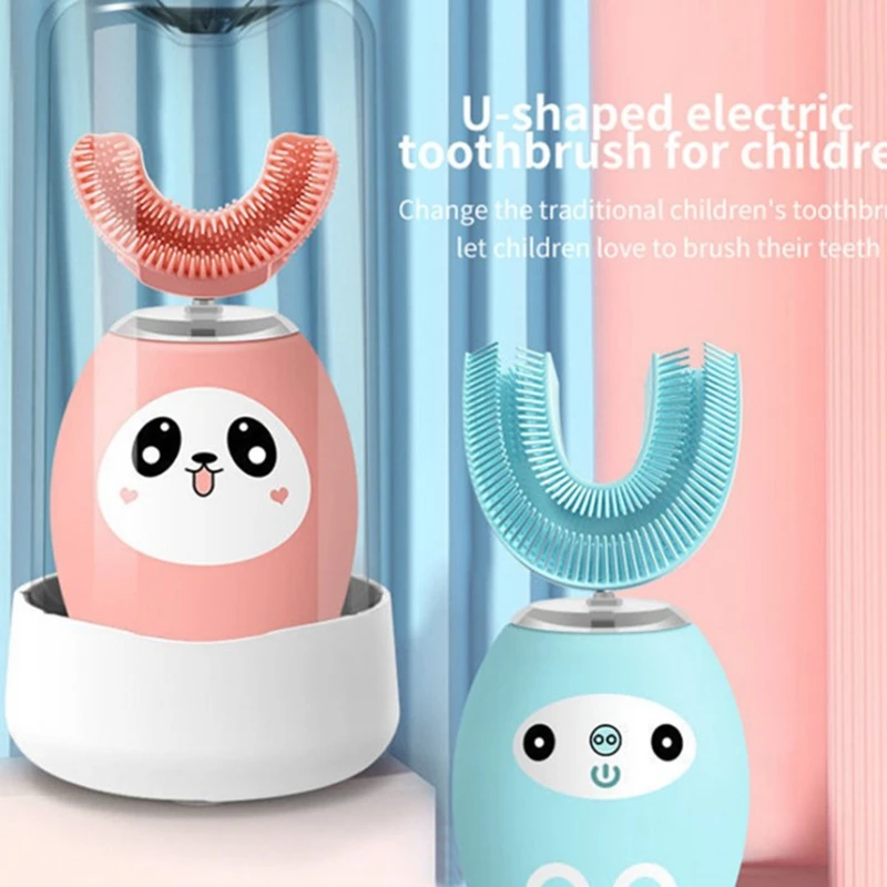 Children U-shaped Electric Toothbrush Mouth-contained Silicone Braces USB Charging Ultrasonic Toothbrush Music English Version