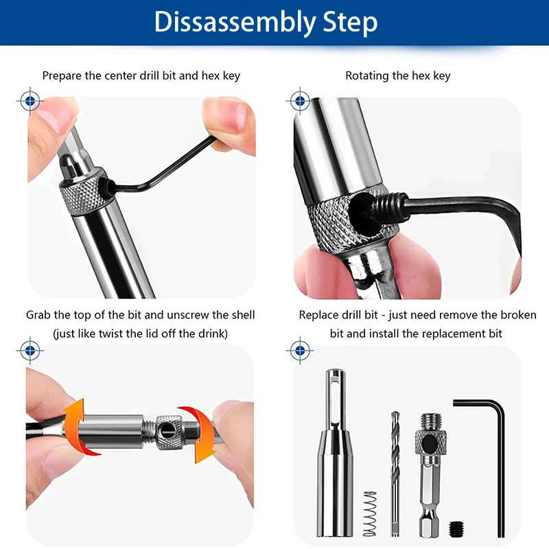 

5PCS Hinge Drill Bit Set HSS Self Centering Drill Bits for Wood Door Window Cabinet Woodworking Hinge Hardware Pilot Hole Dril