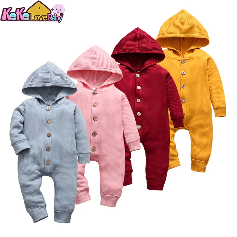 Newborn Baby Boys Girls Rompers Infant Clothes Cotton Spring Autumn Knitting Cute Hooded Jumpsuit For New born Pajamas Outfits