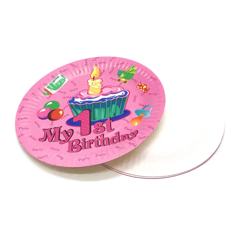 

40/80Pcs New Sale Disney My First Birthday Birthday Party Supplies Paper Cups Plates Straw Banner For Kid Party Decor Supplies