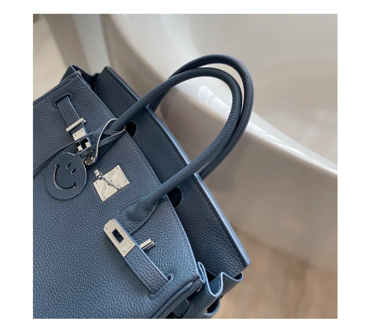 

High-definition leather handbags handbags 2021 new silver buckle ladies bag Togo leather platinum bag Messenger bag shoulder bag