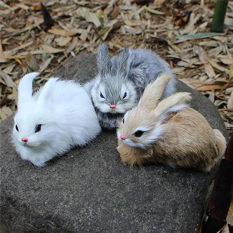

15Cm Mini Realistic Cute Plush Rabbits Fur Lifelike Animal Easter Bunny Simulation Rabbit Toy Model Birthday Gift