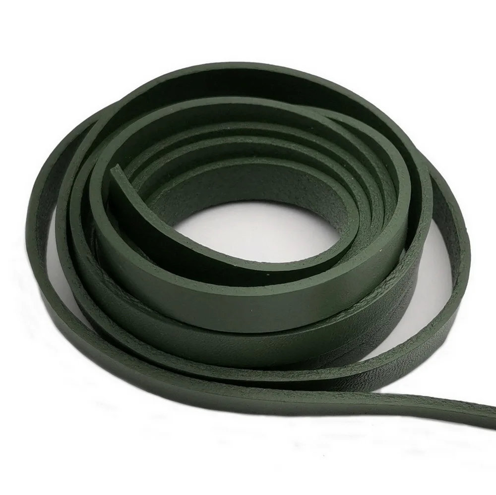 10mm Flat Leather Band Dark Olive Green 10mmx2mm Strip 1 Yard | Украшения и аксессуары