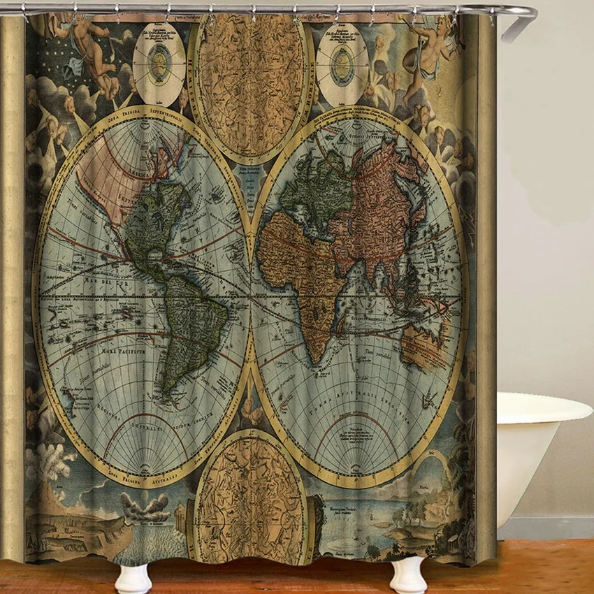 

flower world map shower curtain bathroom curtain shower douche gordijn shower curtain poliester