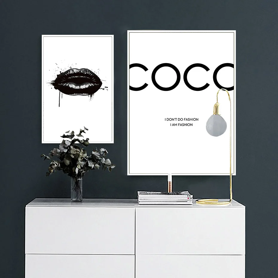 Абстрактная современная мода Make Up холст картины черный белый цвет салон Плакаты