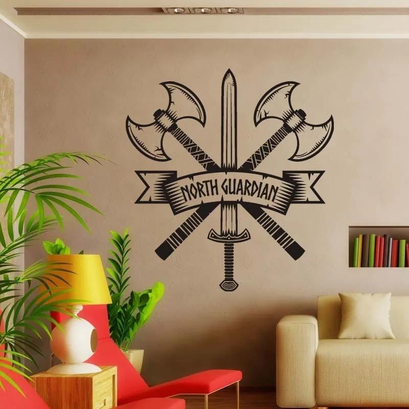 Северная Guardian море воин Северной гвардии варварский топор меч Наклейка на стену
