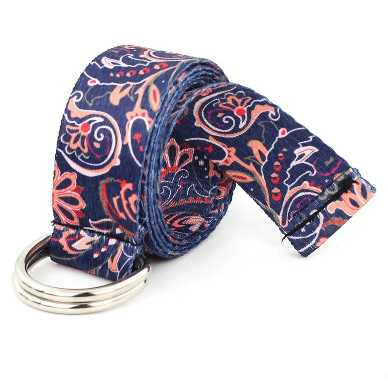 Женский холщовый ремень в стиле бохо с двусторонним принтом | Аксессуары для