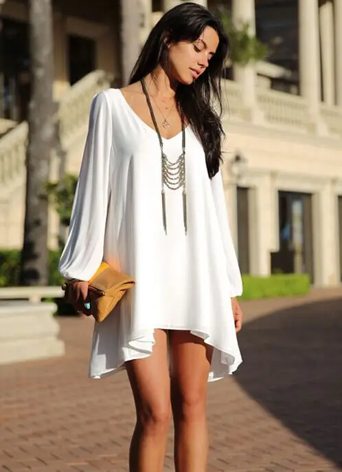 Летнее женское шифоновое однотонное пляжное платье с открытыми рукавами для