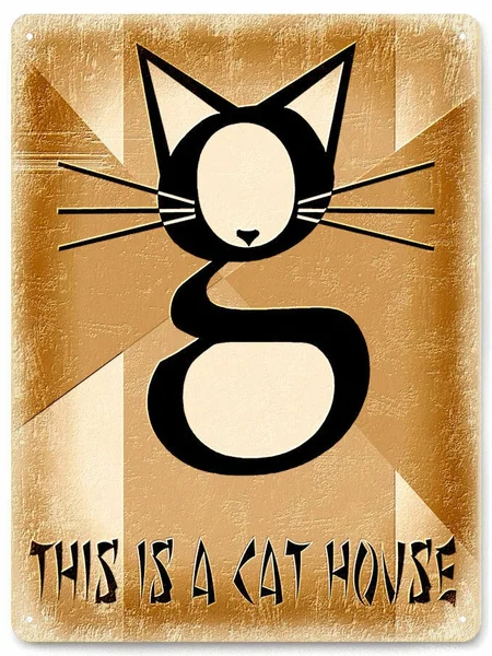

Cat House Street Metal Sign Cats Lover Funny Vintage Style Room Decor Wall